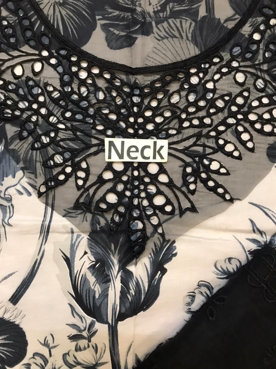 Noir Elegance Monochrome Printed Lawn Set with Luxury Chiffon Dupatta