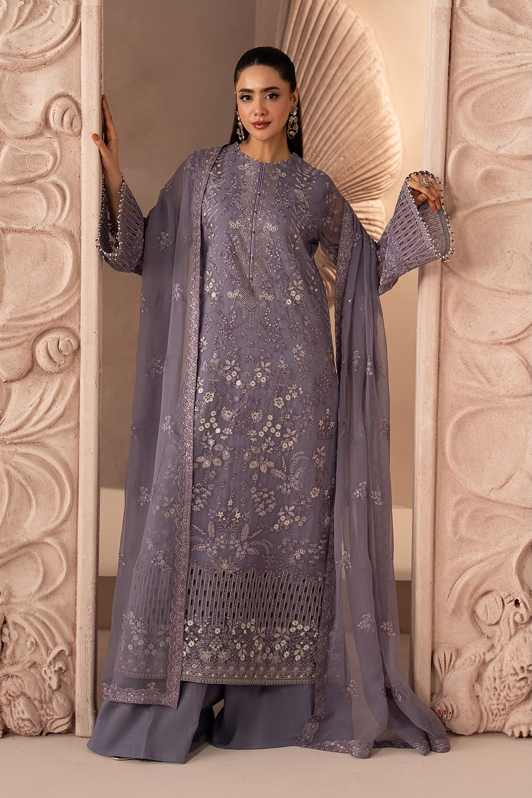 Luxury Heavy Embroidered Chiffon 3-Piece Festive Suit