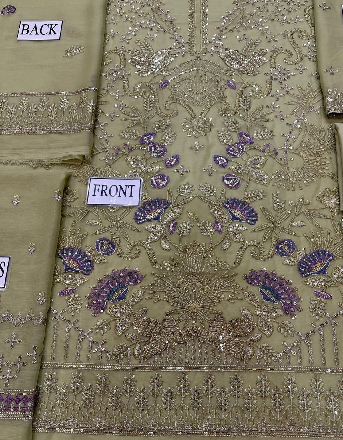 Sage Green Luxury Chiffon Embroidered Suit | Elegant Formal & Festive Wear