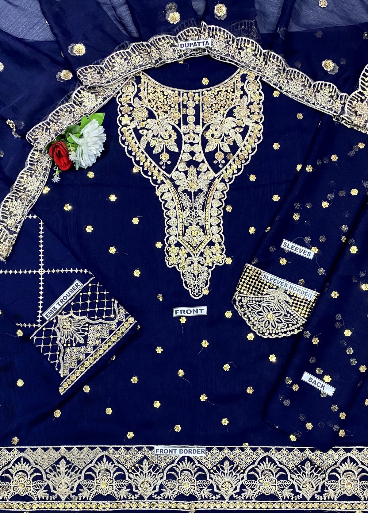 Luxury Heavy Embroidered & Sequinned 3-Piece Festive Suit