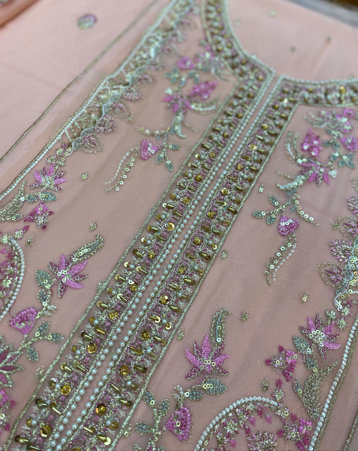 Blush Pink Luxury Chiffon Embroidered Suit | Elegant Formal & Festive Wear