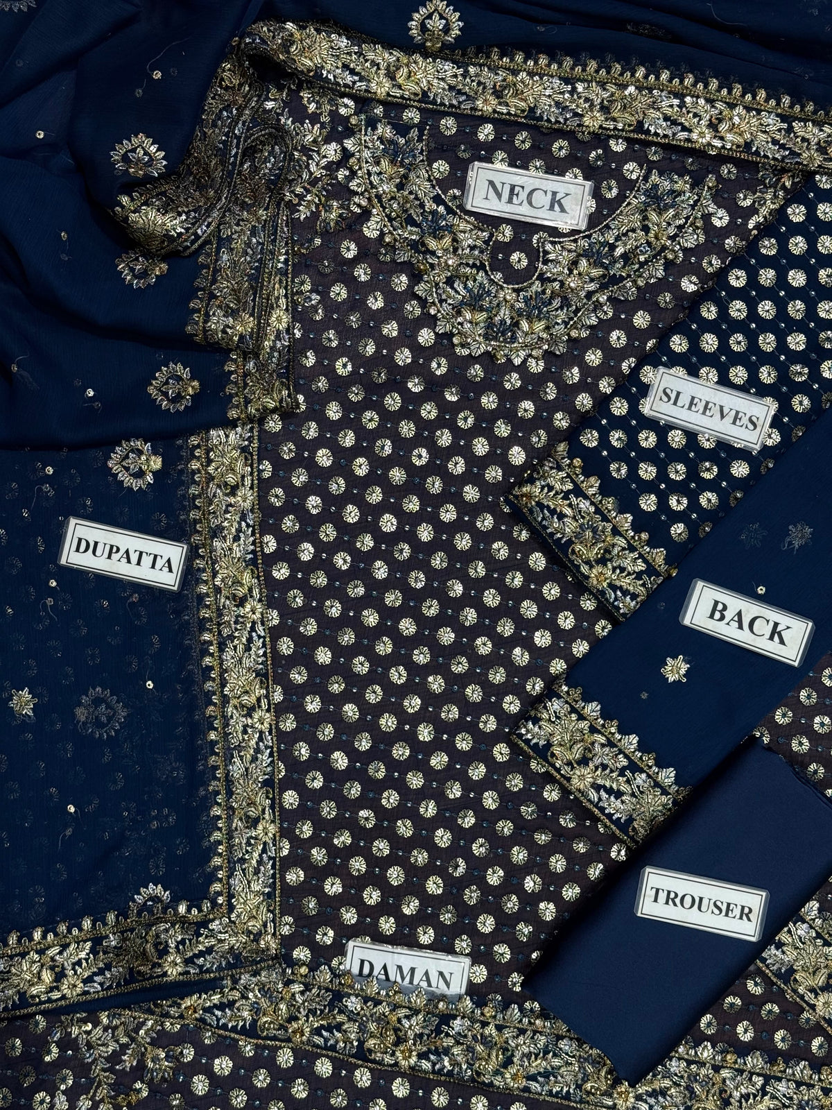 Luxury Chiffon Suit with Adda Work & Matching Clutch | Elegant Festive & Wedding Wear