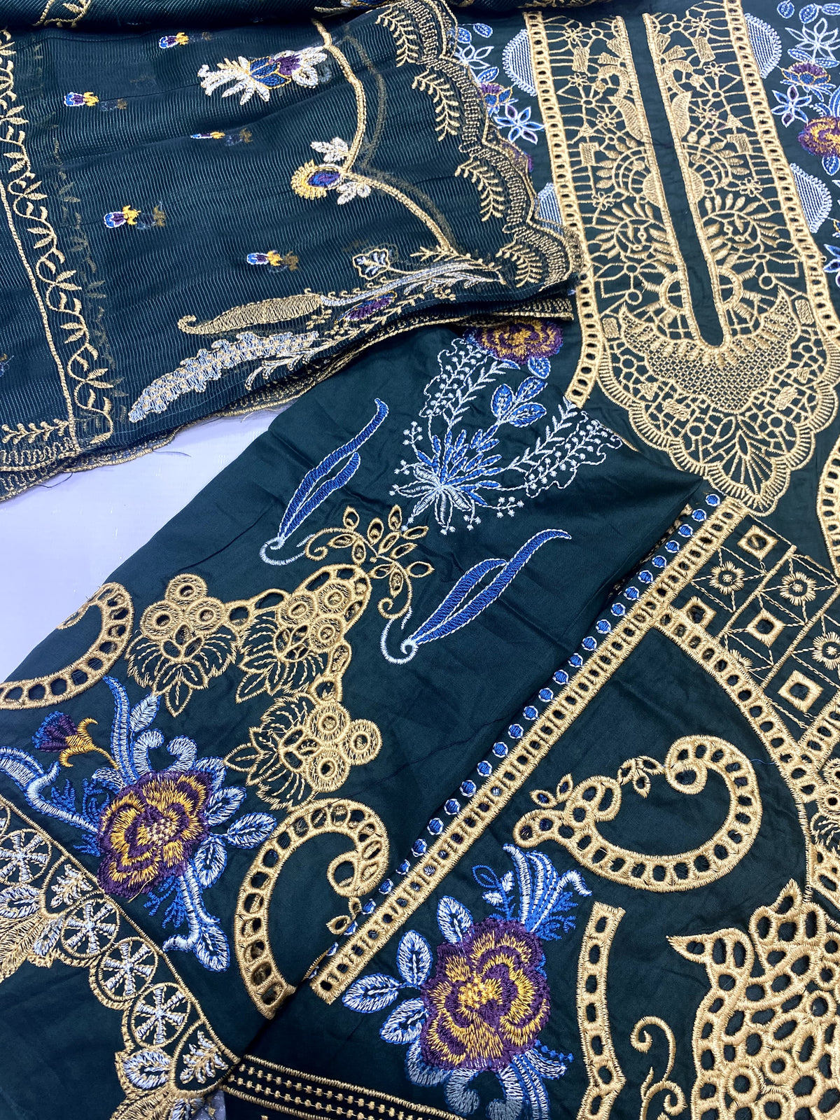 Luxury Heavy Embroidered Cotton Suit | Elegant Festive & Formal Wear