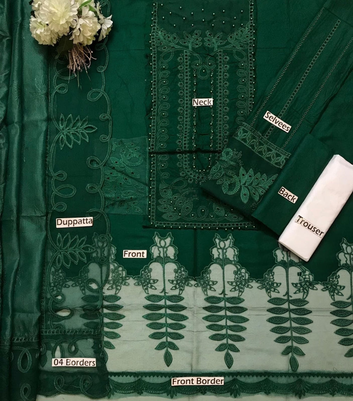 Emerald Luxe Lawn Embroidered 3-Piece Festive Suit