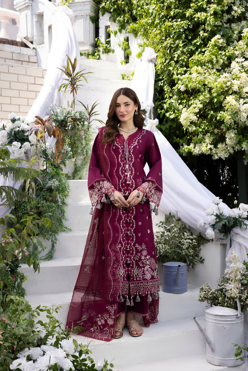 Deep Plum Luxury Heavy Chikankari Embroidered Suit | Elegant Formal & Festive Wear