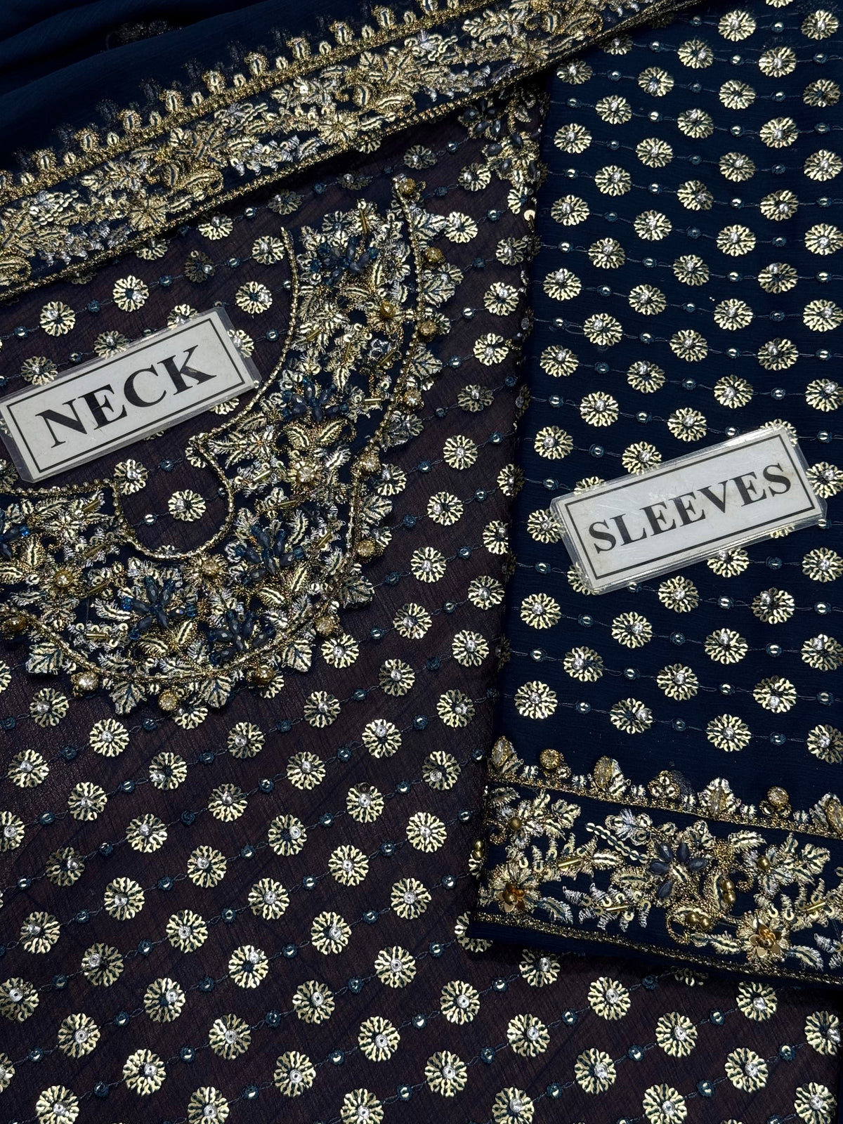 Luxury Chiffon Suit with Adda Work & Matching Clutch | Elegant Festive & Wedding Wear