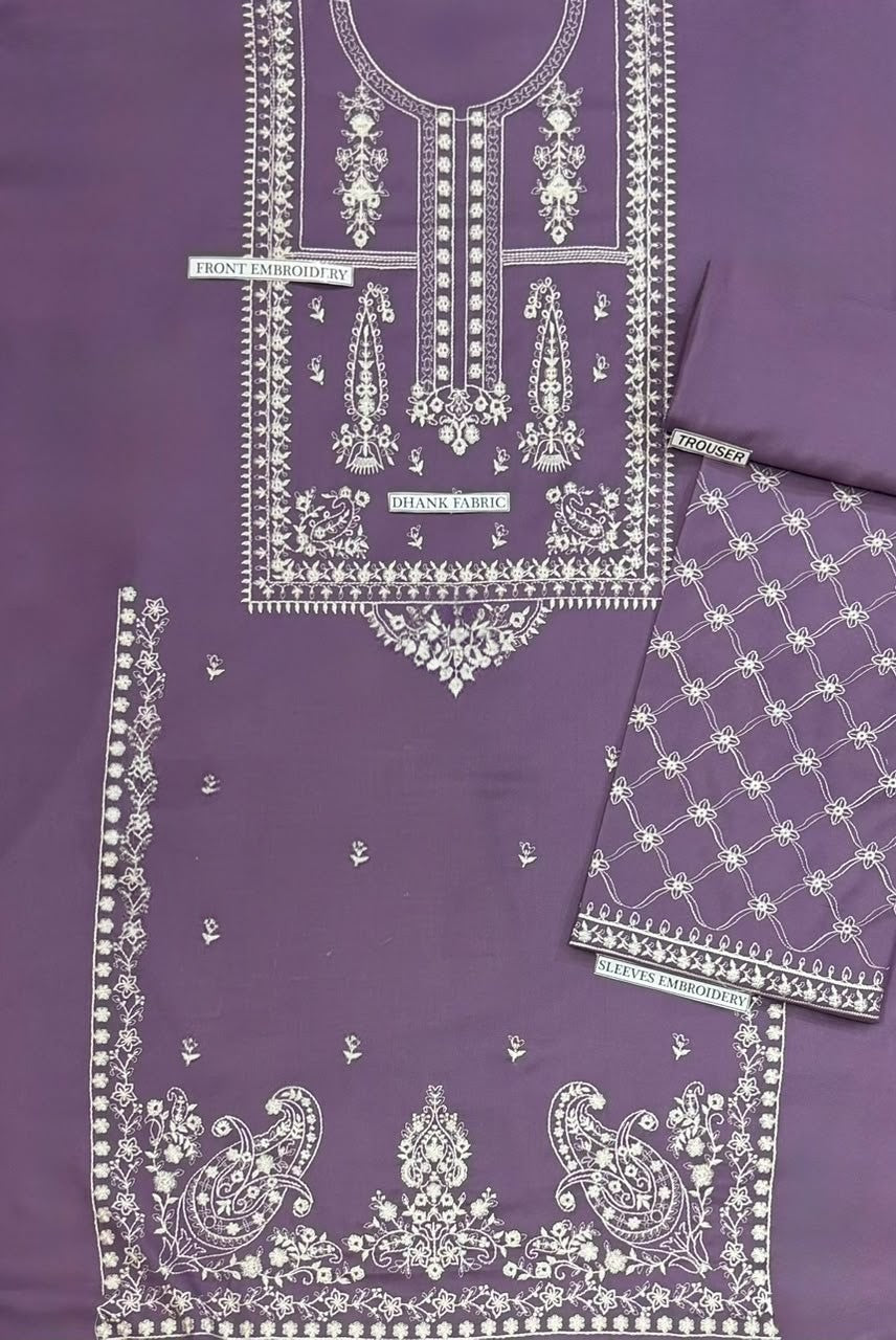 Embroidered Dhanak Fabric 2-Piece Kurti with Trouser Set – Winter Festive Wear