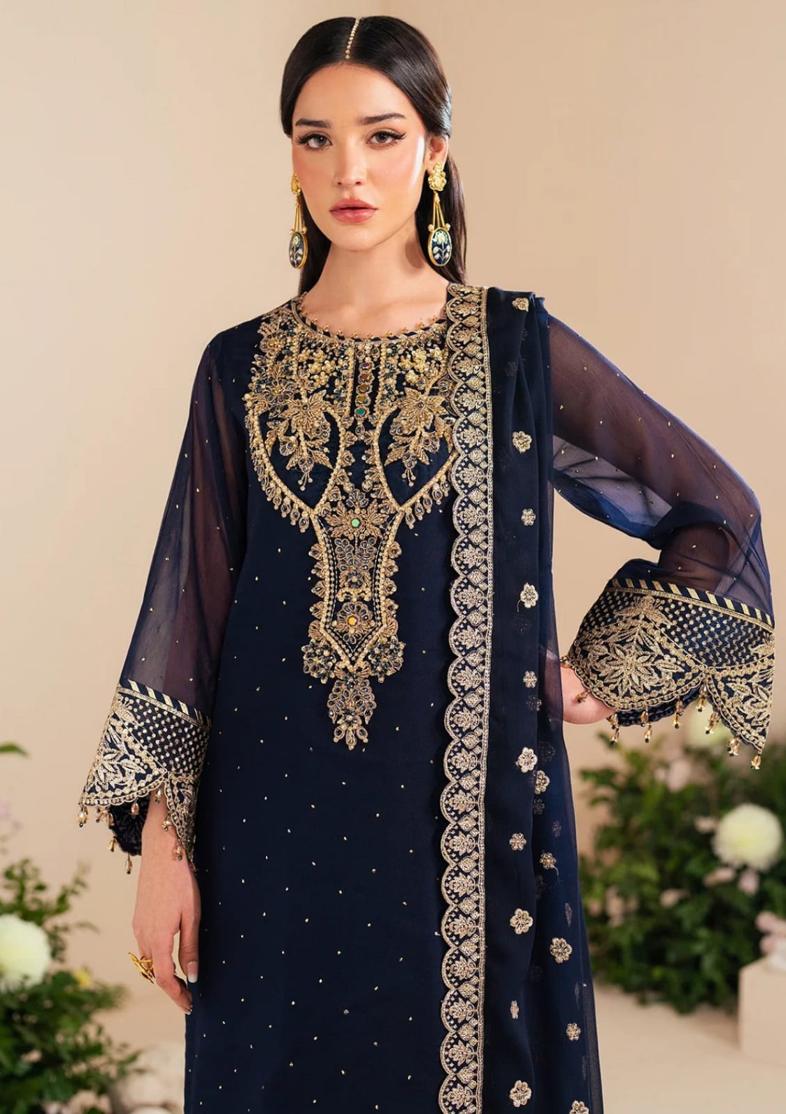 Luxury Heavy Embroidered & Sequinned 3-Piece Festive Suit