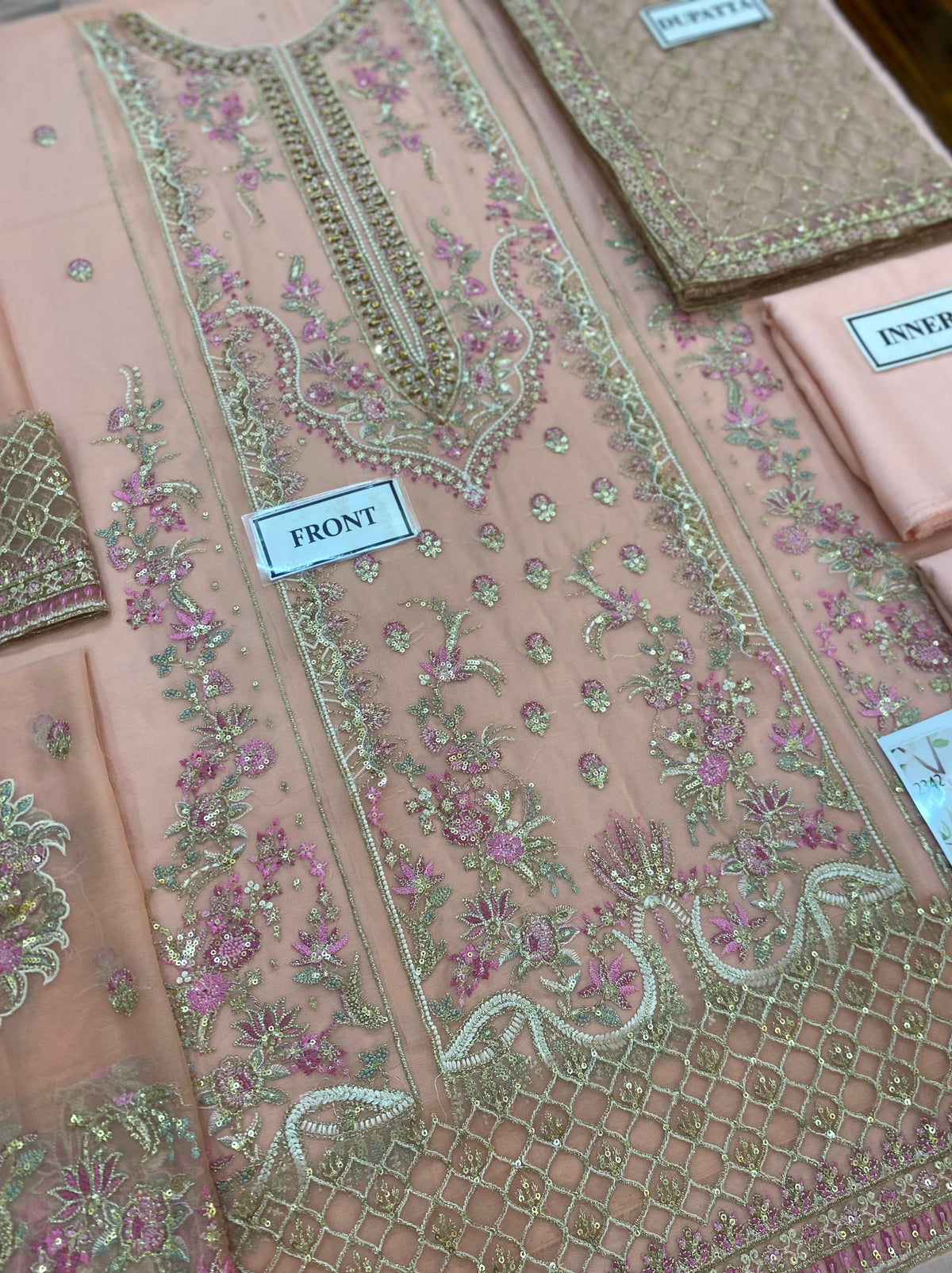 Blush Pink Luxury Chiffon Embroidered Suit | Elegant Formal & Festive Wear
