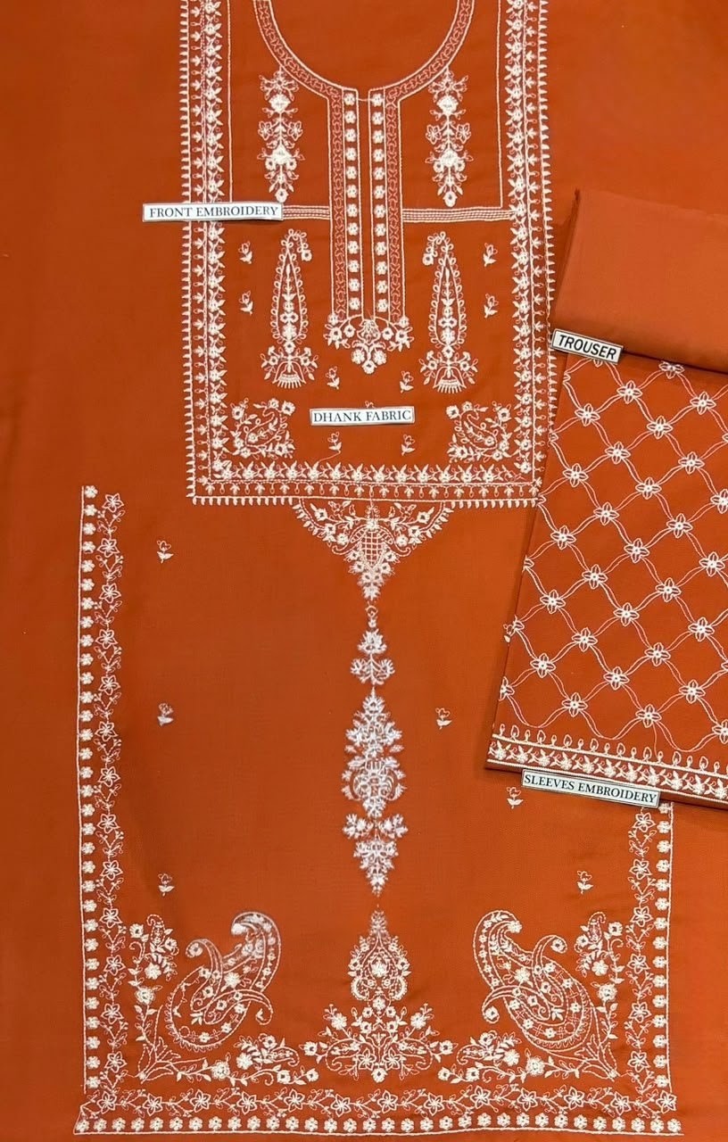 Embroidered Dhanak Fabric 2-Piece Kurti with Trouser Set – Winter Festive Wear