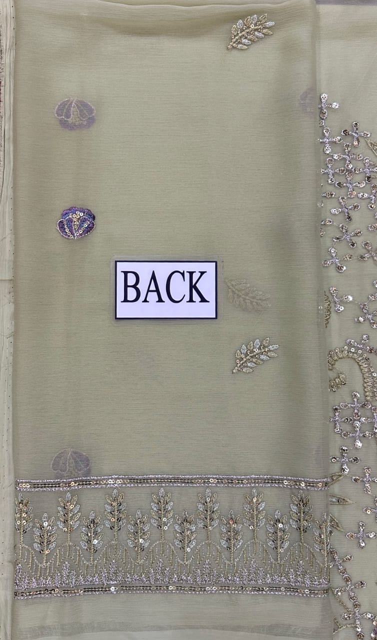 Sage Green Luxury Chiffon Embroidered Suit | Elegant Formal & Festive Wear