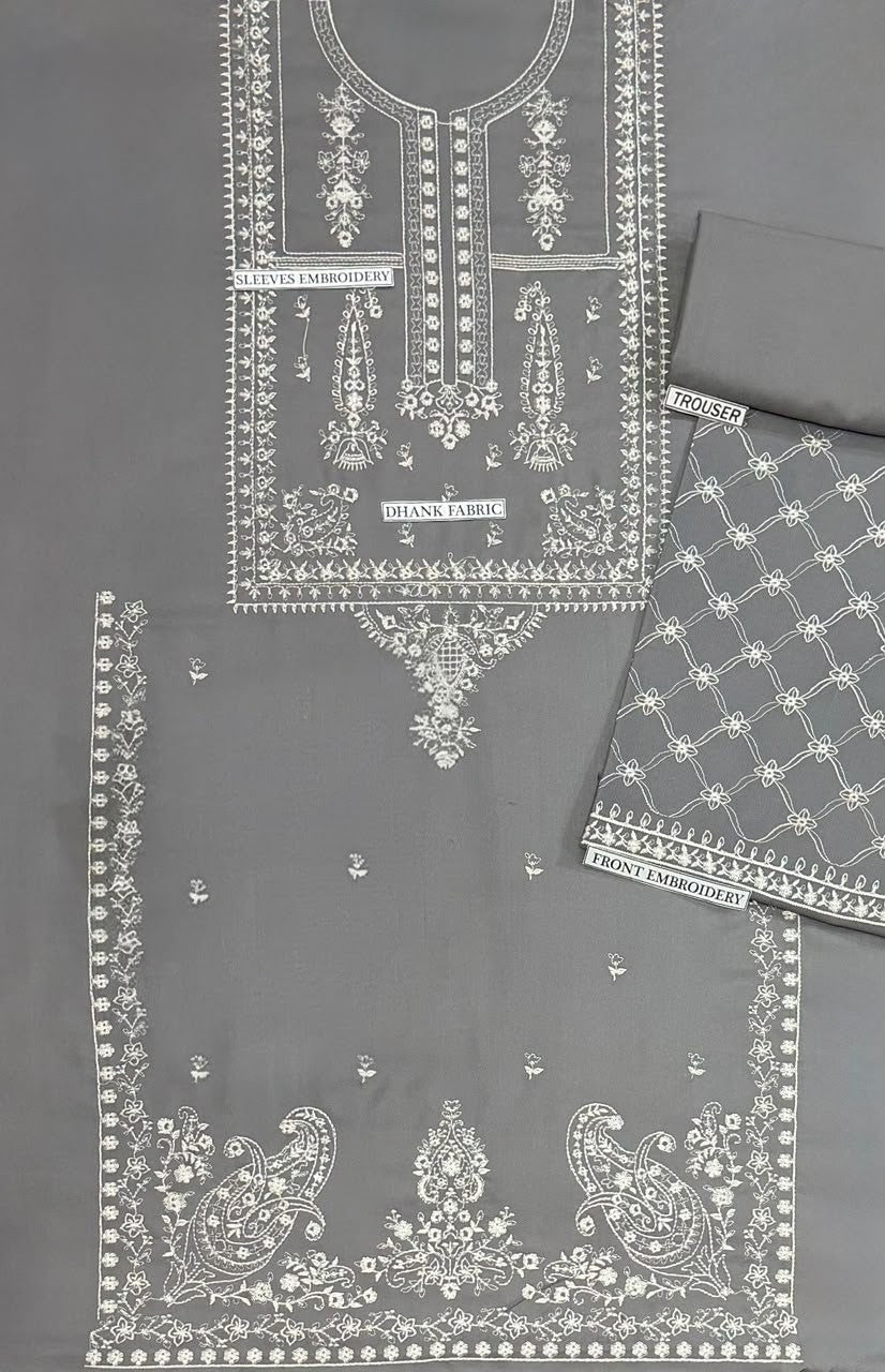 Embroidered Dhanak Fabric 2-Piece Kurti with Trouser Set – Winter Festive Wear