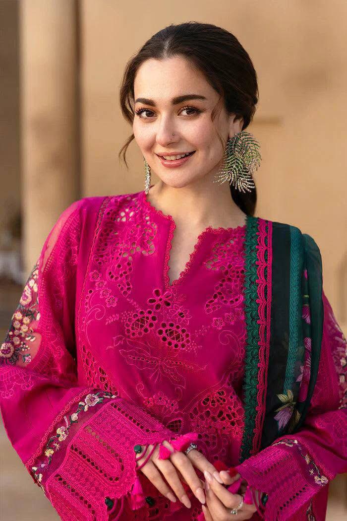 Luxury Fuchsia Pink 3 Piece Lawn Suit