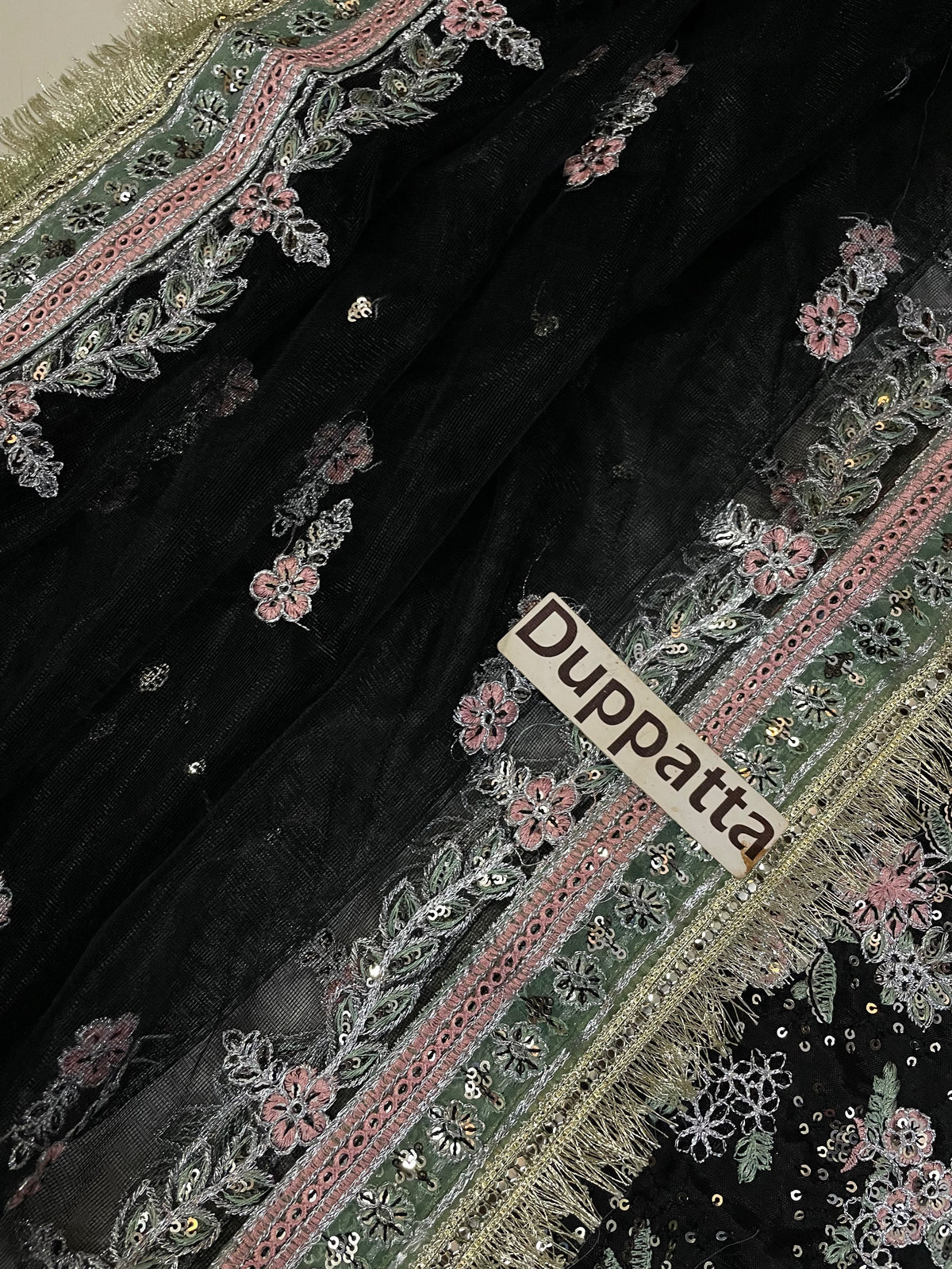 Formal Raw Silk Embellished Maxi Ensemble with Sheer Dupatta