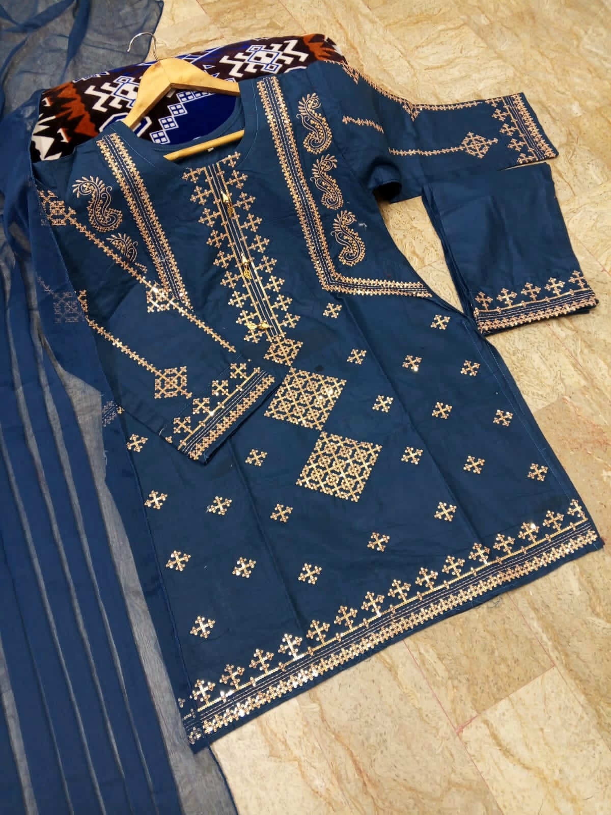 Embroidered Cotton Suit with Matching Dupatta | Traditional Pakistani Everyday & Festive Wear