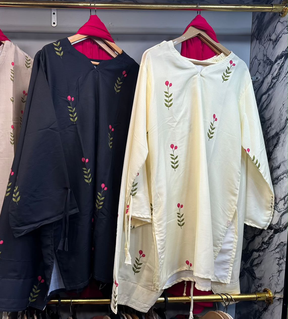 Floral Printed Kurti with Farshi Shalwar and Contrast Dupatta Set – Casual & Festive Wear