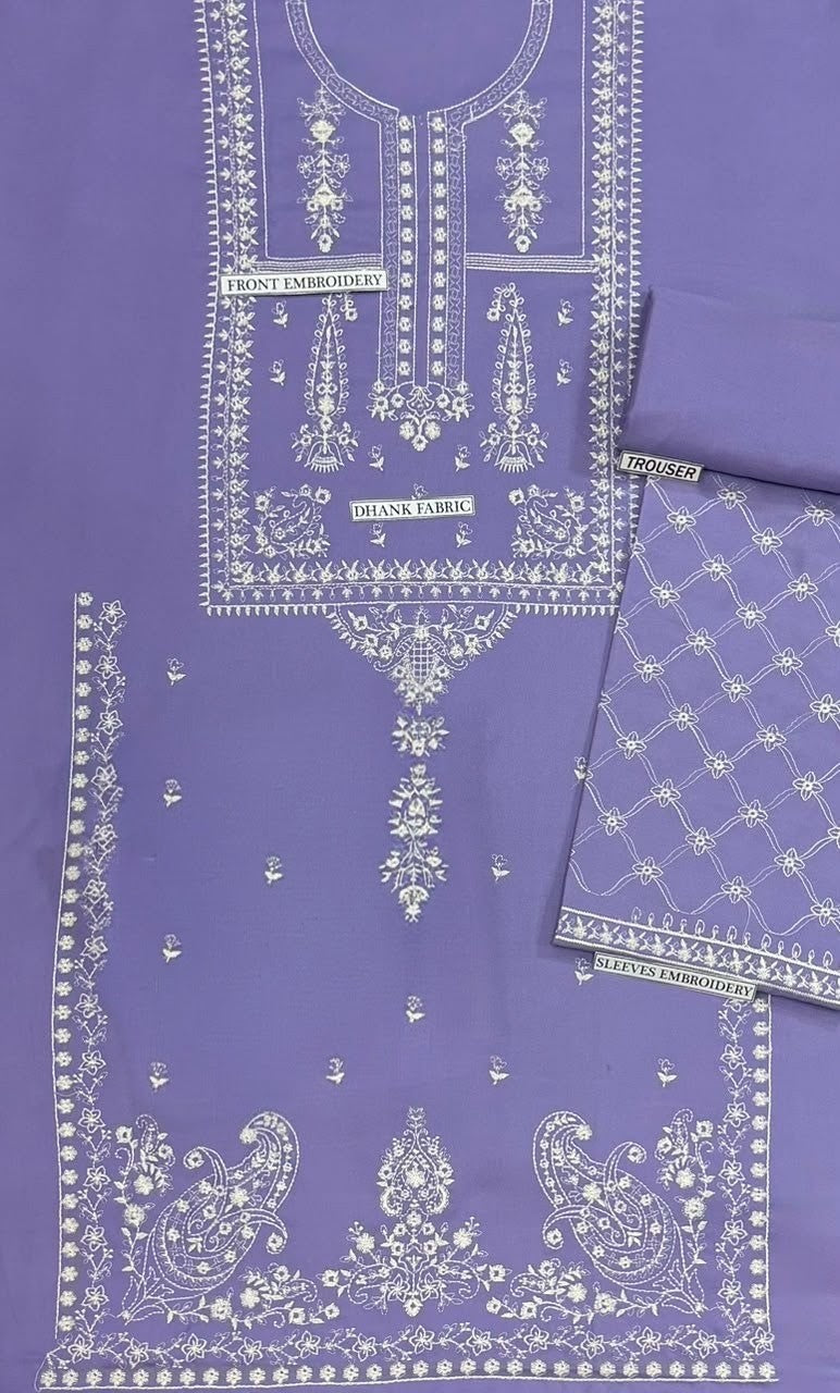 Embroidered Dhanak Fabric 2-Piece Kurti with Trouser Set – Winter Festive Wear