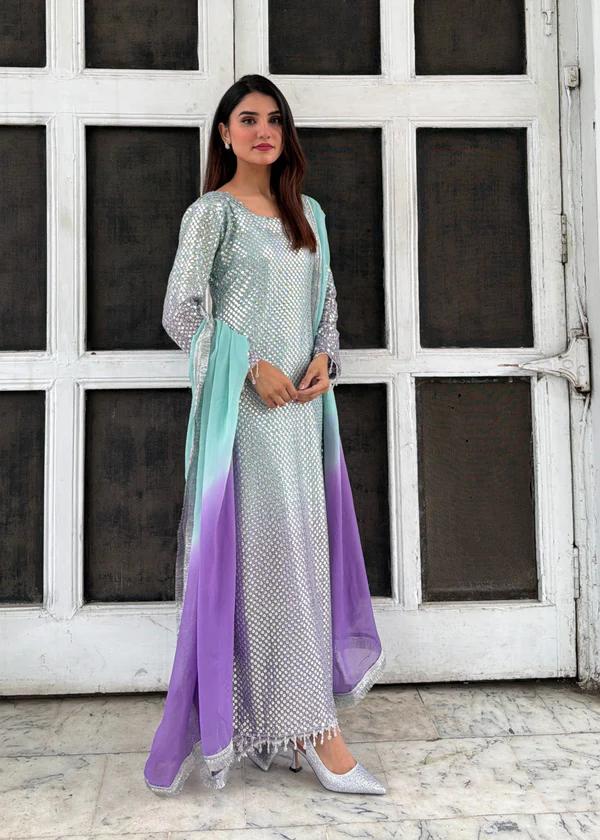 3 Piece Ready To Wear Chiffon Suit