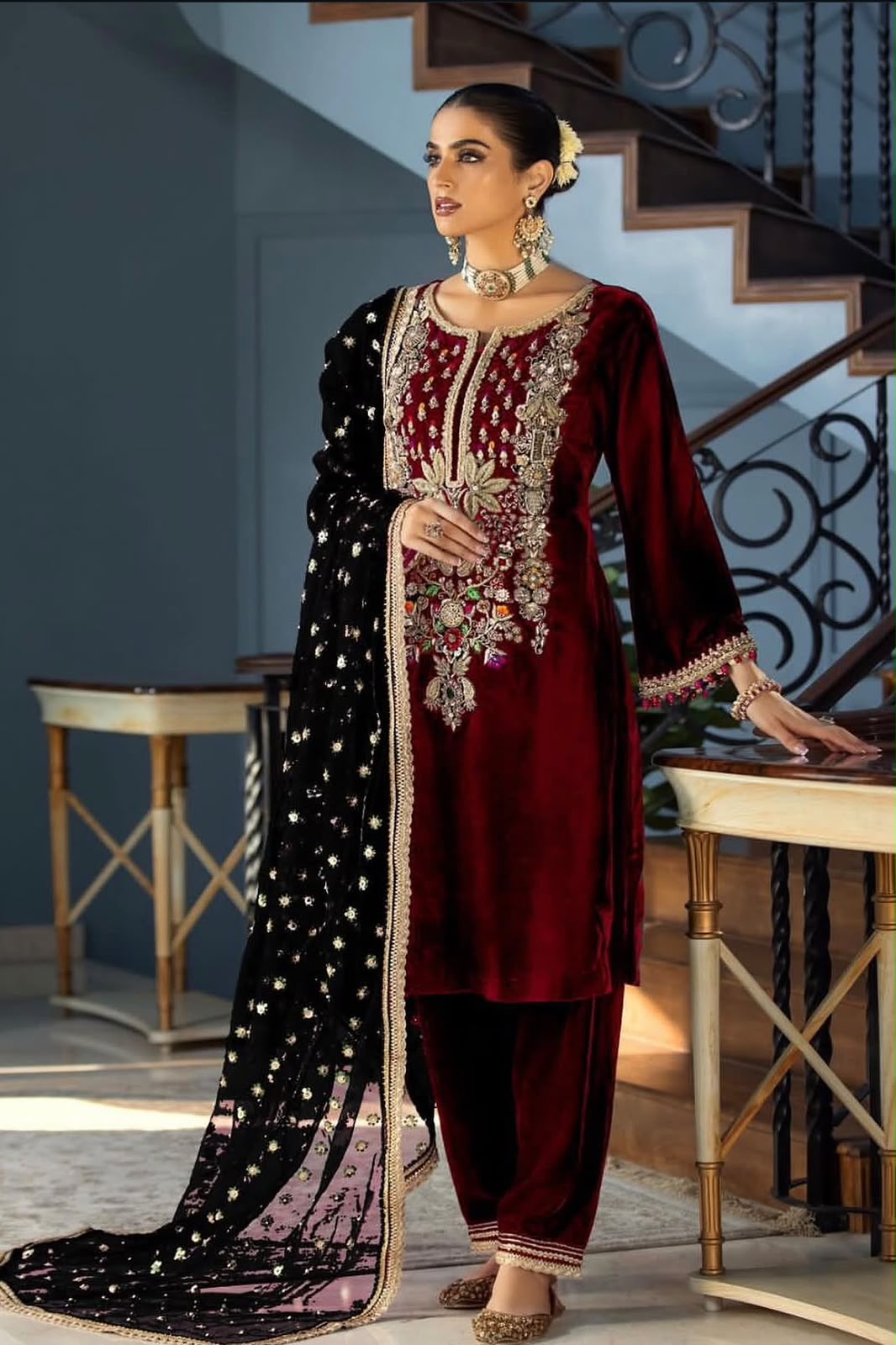 Women's 3 Piece Velvet Suit | Stitched | Premium