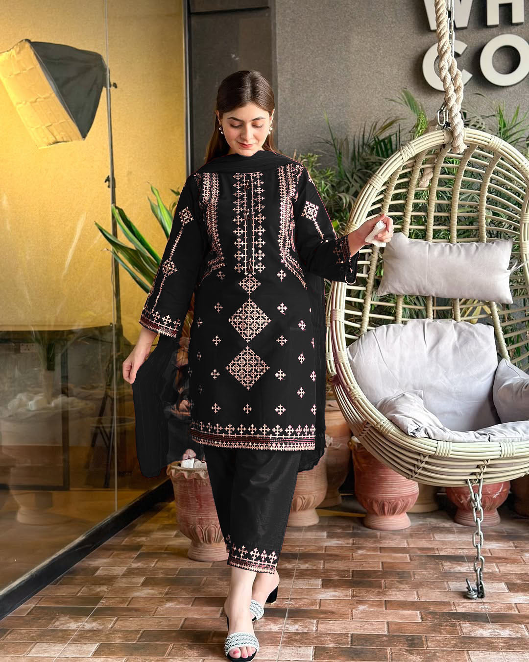 Embroidered Cotton Suit with Matching Dupatta | Traditional Pakistani Everyday & Festive Wear