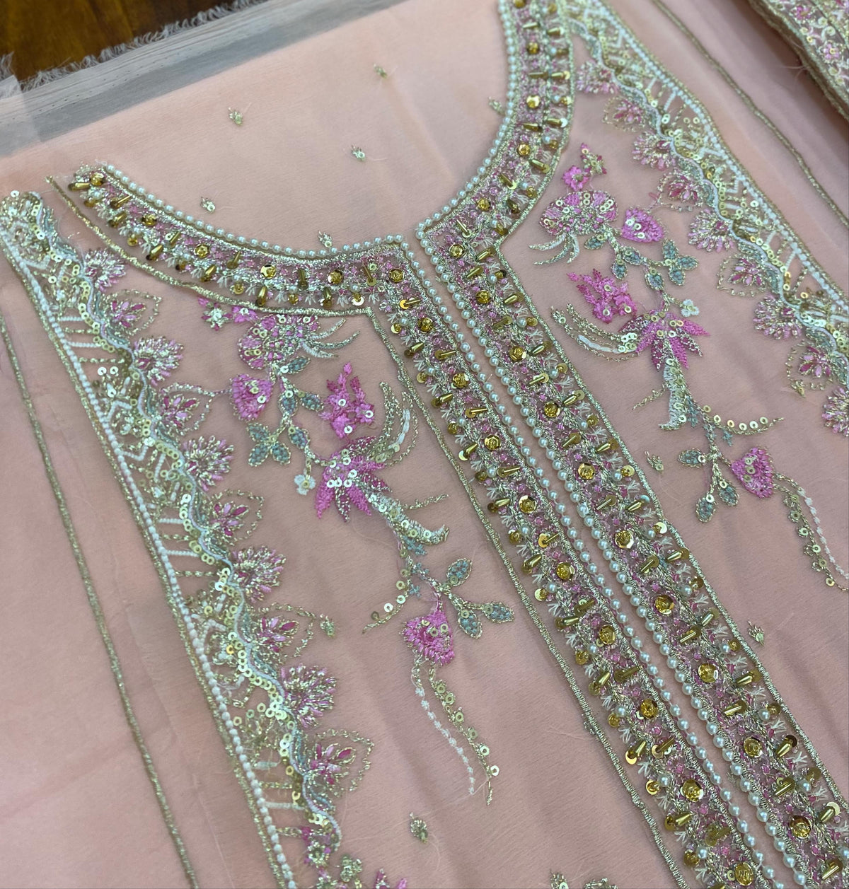 Blush Pink Luxury Chiffon Embroidered Suit | Elegant Formal & Festive Wear