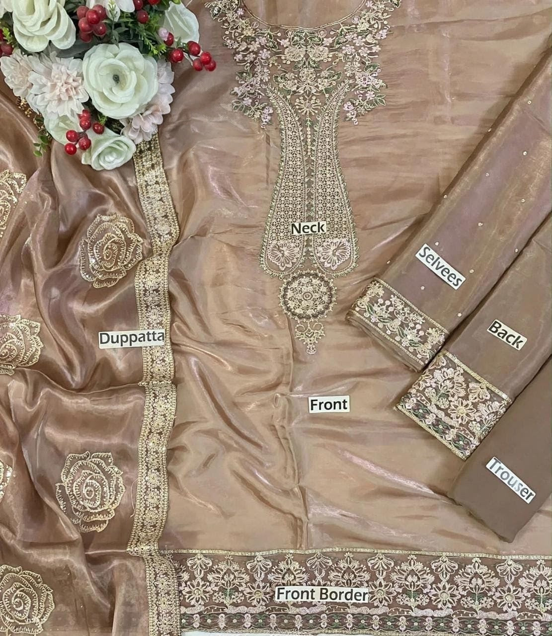 Luxury Shesha Lava Silk Suit with Matching Fabric Dupatta & Plain Malai Trouser | Formal & Festive Wear