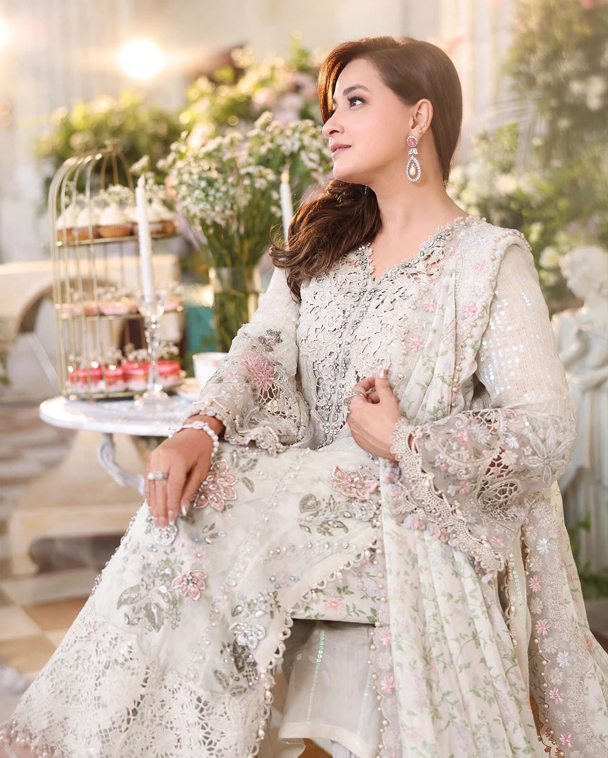 Luxury Chiffon Embroidered Adda Work Suit | Elegant Formal & Wedding Wear