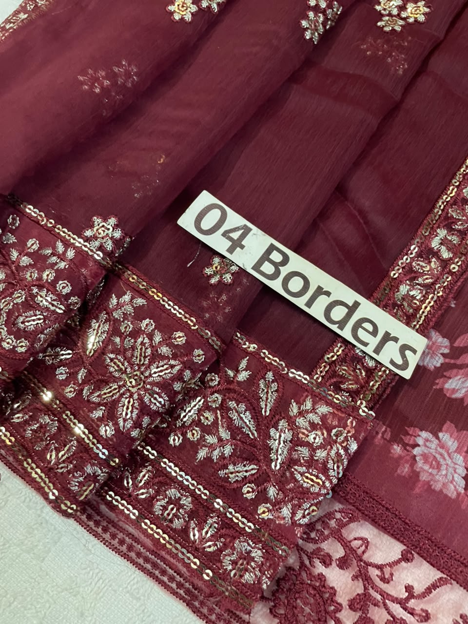 Luxury Chiffon Printed and Embroidered Suit | Elegant Formal & Festive Wear