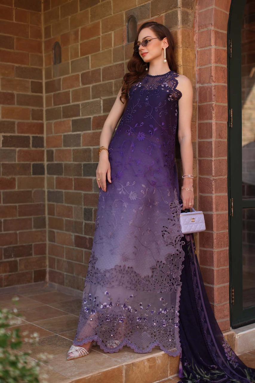 Formal Embellished Maxi Ensemble with Sheer Net Dupatta