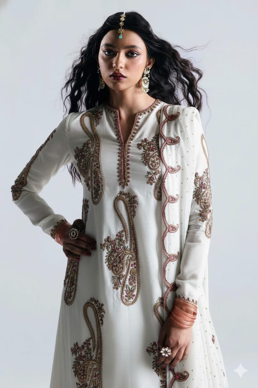 3-Piece Stitched Cotton Silk Suit - Ready To Wear