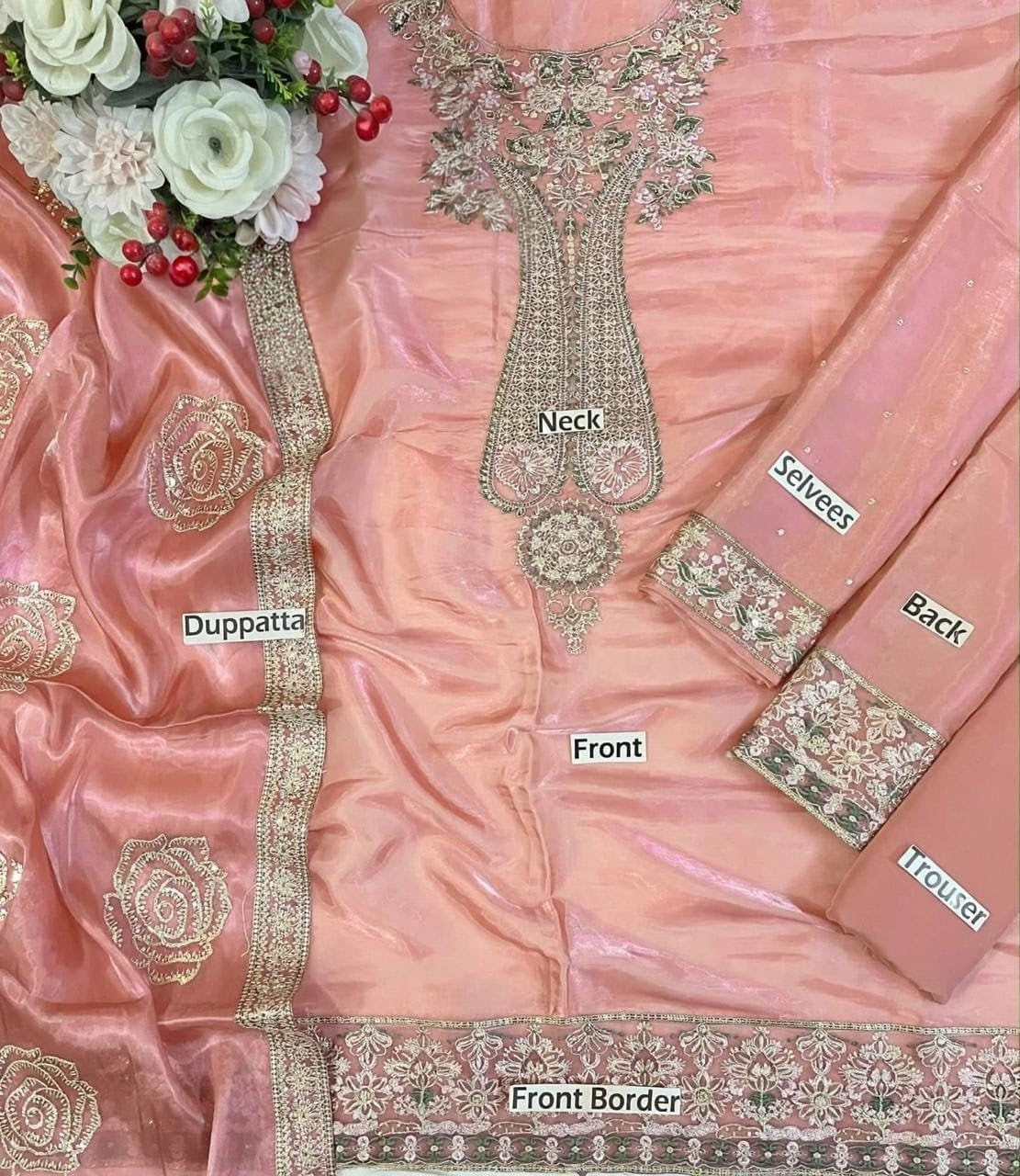 Luxury Shesha Lava Silk Suit with Matching Fabric Dupatta & Plain Malai Trouser | Formal & Festive Wear