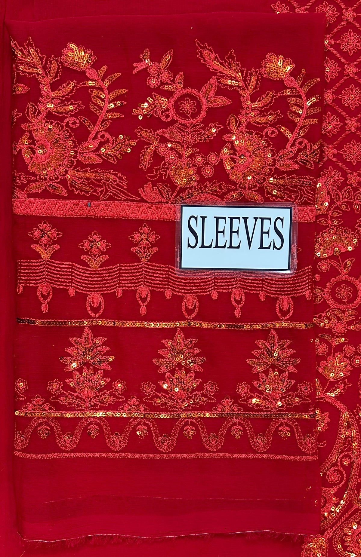 Ruby Red Luxury Chiffon Embroidered Suit with Gharara | Elegant Formal & Festive Wear