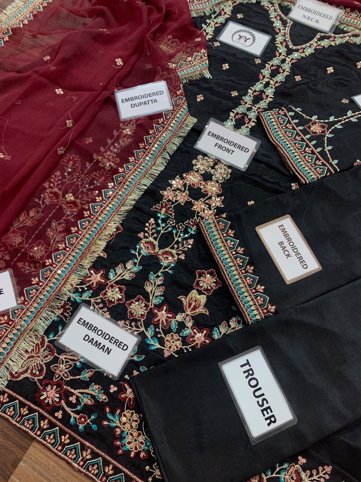 Embroidered Cotton Silk Sequence Work Suit with Chiffon Dupatta | Luxury Festive Wear