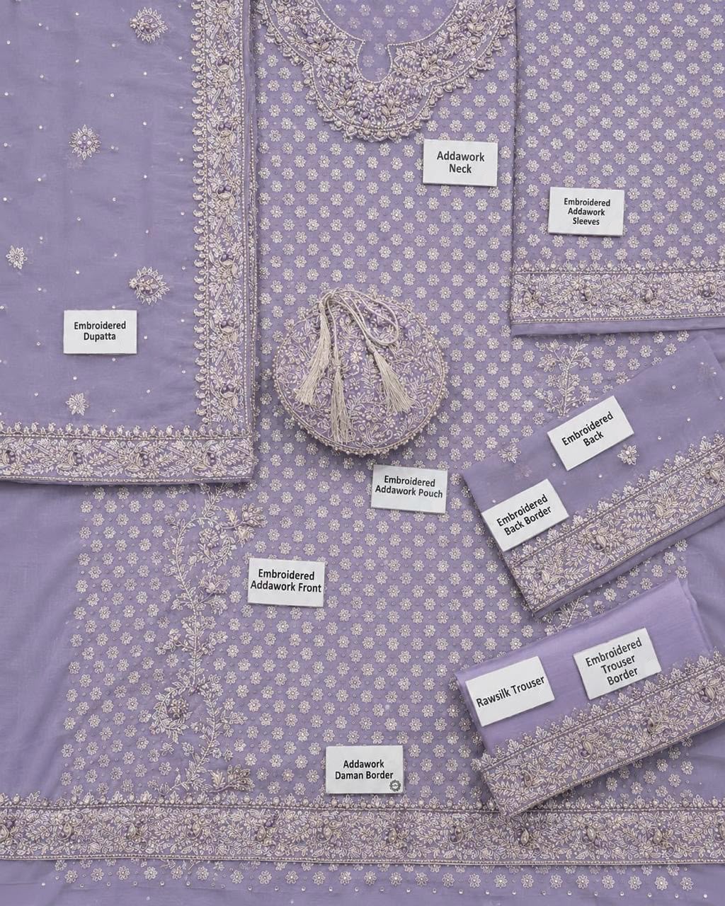 Luxury Chiffon Suit with Adda Work & Matching Clutch | Elegant Festive & Wedding Wear