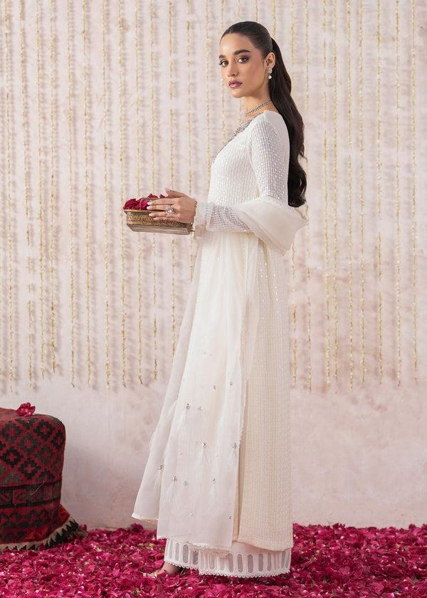 Luxury Heavy Embroidered Chiffon Long Shirt with Gharara | Formal & Festive Wear