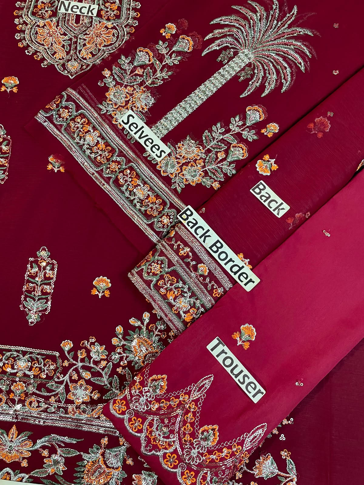 Embroidered Chiffon Kurti with Gharara and Contrast Dupatta Set – Luxury Festive Wear