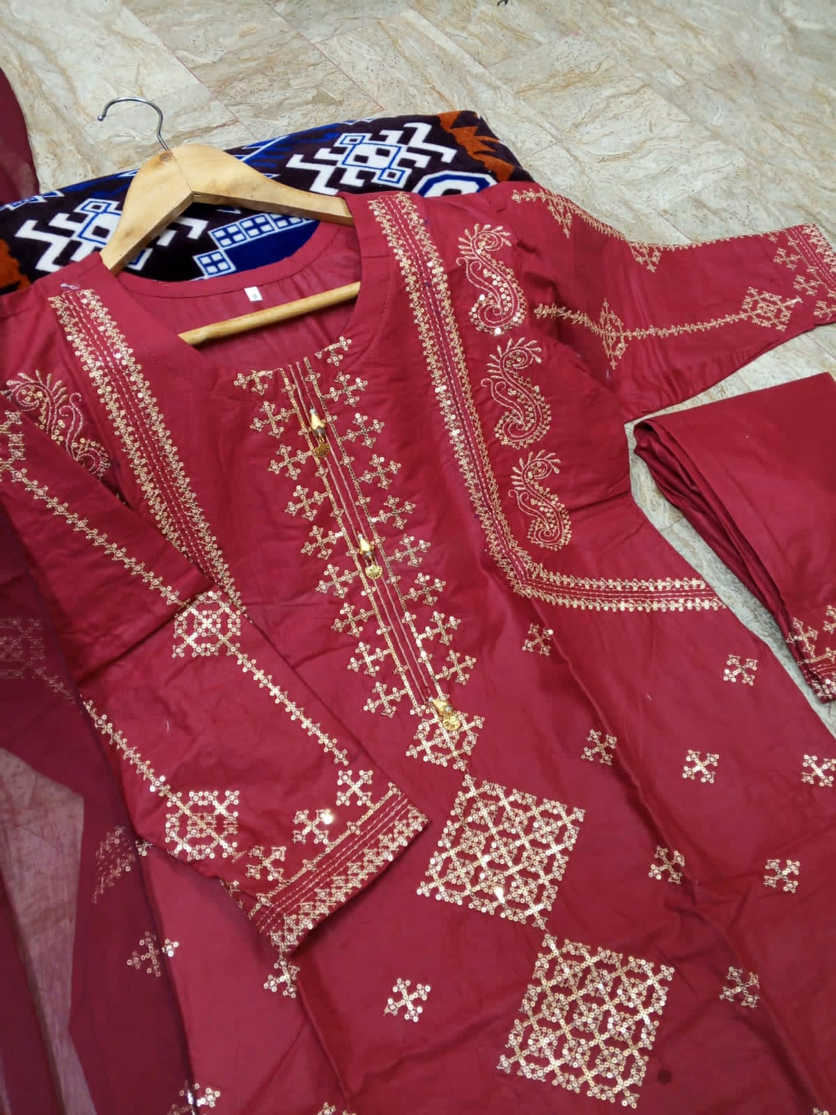 Embroidered Cotton Suit with Matching Dupatta | Traditional Pakistani Everyday & Festive Wear