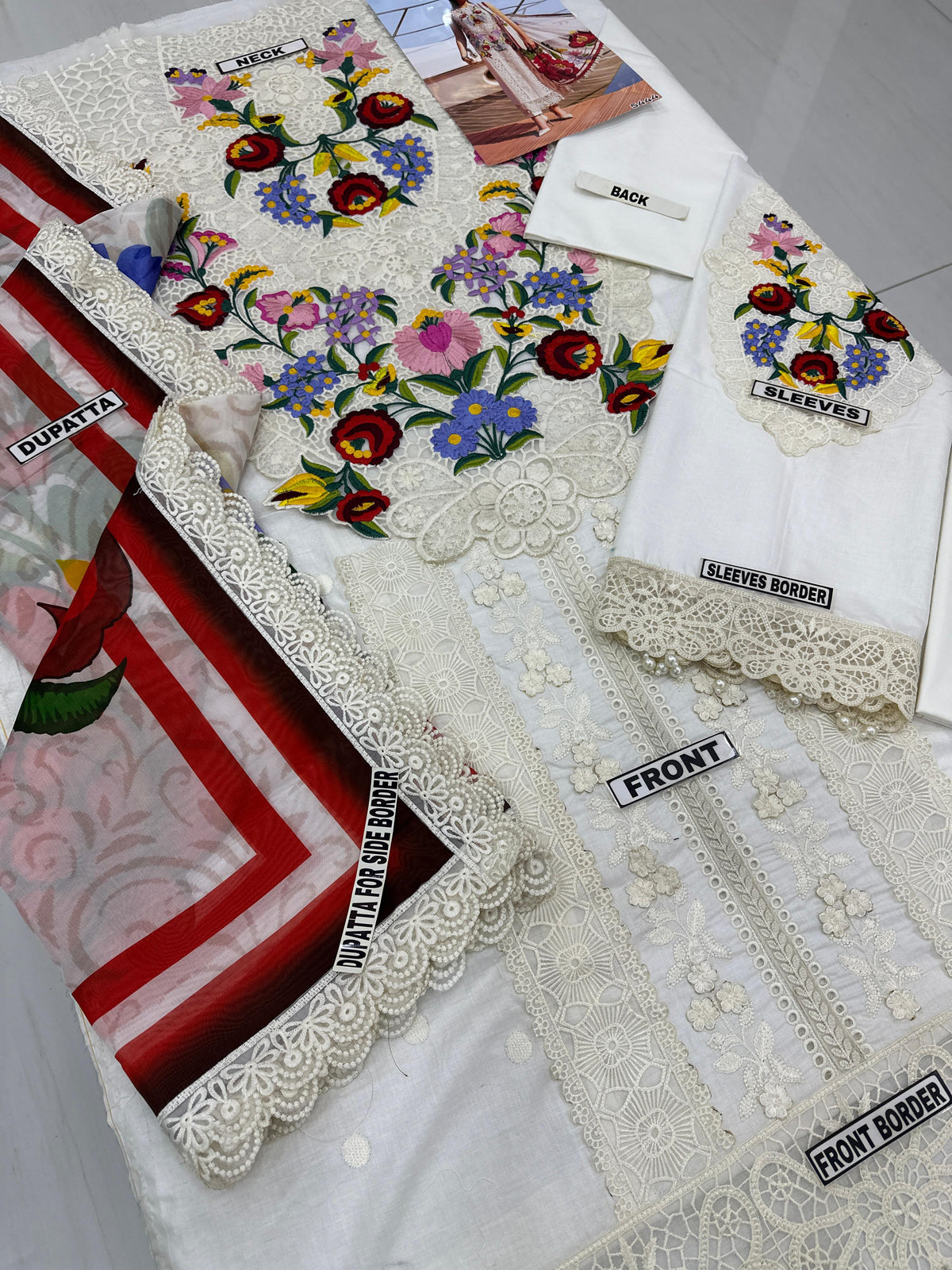 Blossom Luxe: 3-Piece Floral Embroidered Silk Dress