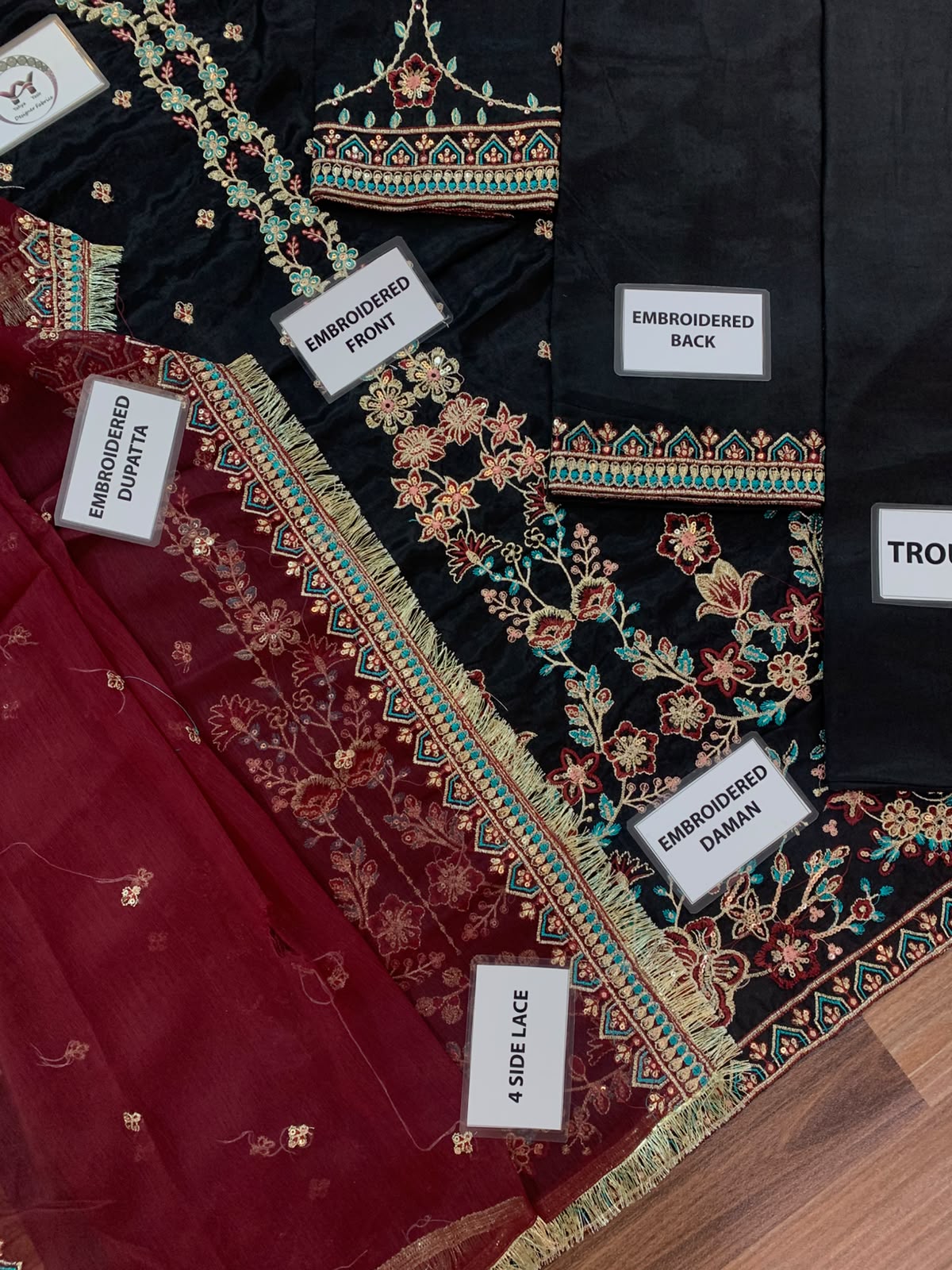 Embroidered Cotton Silk Sequence Work Suit with Chiffon Dupatta | Luxury Festive Wear