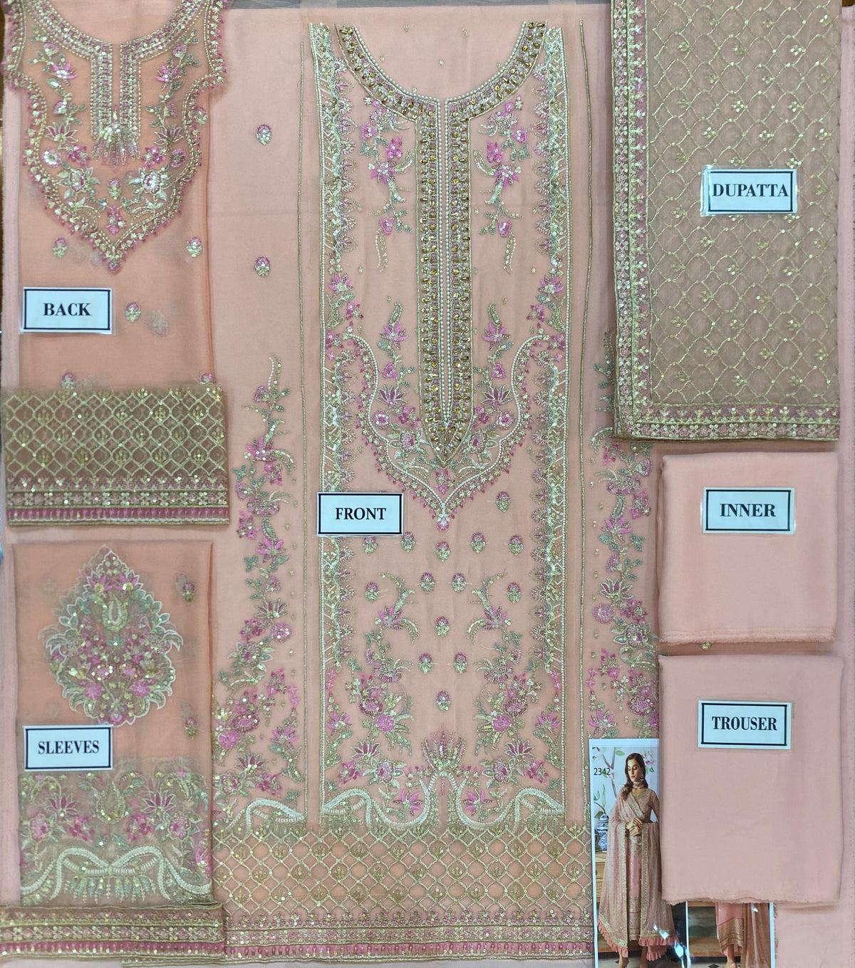 Blush Pink Luxury Chiffon Embroidered Suit | Elegant Formal & Festive Wear