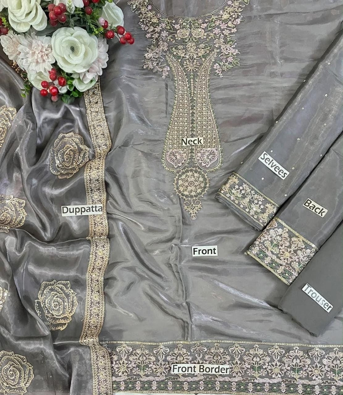 Luxury Shesha Lava Silk Suit with Matching Fabric Dupatta & Plain Malai Trouser | Formal & Festive Wear