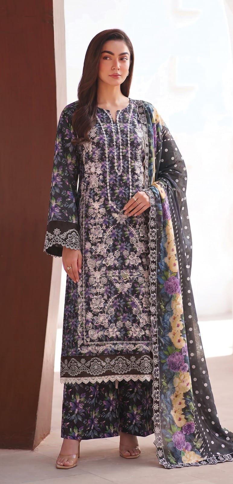 3 Piece Lawn Stitched Suit | Premium | Printed