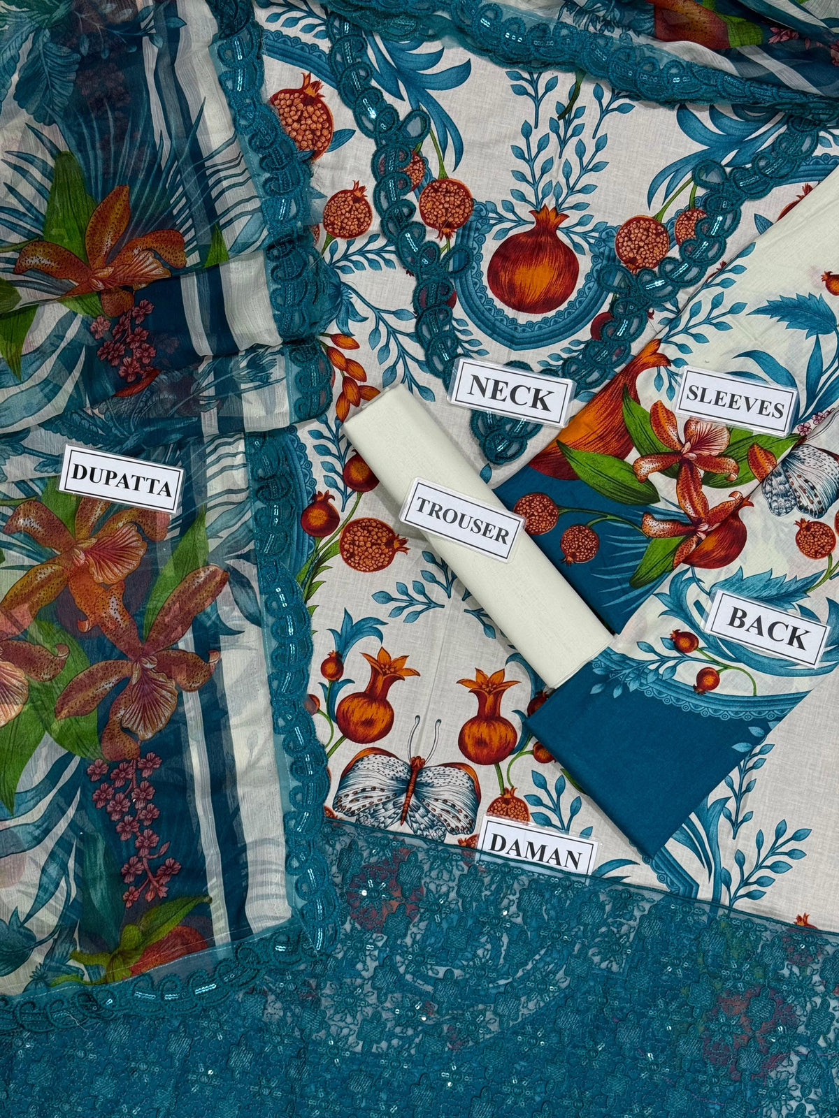 Vibrant Floral Printed Lawn Ensemble with Chiffon Dupatta