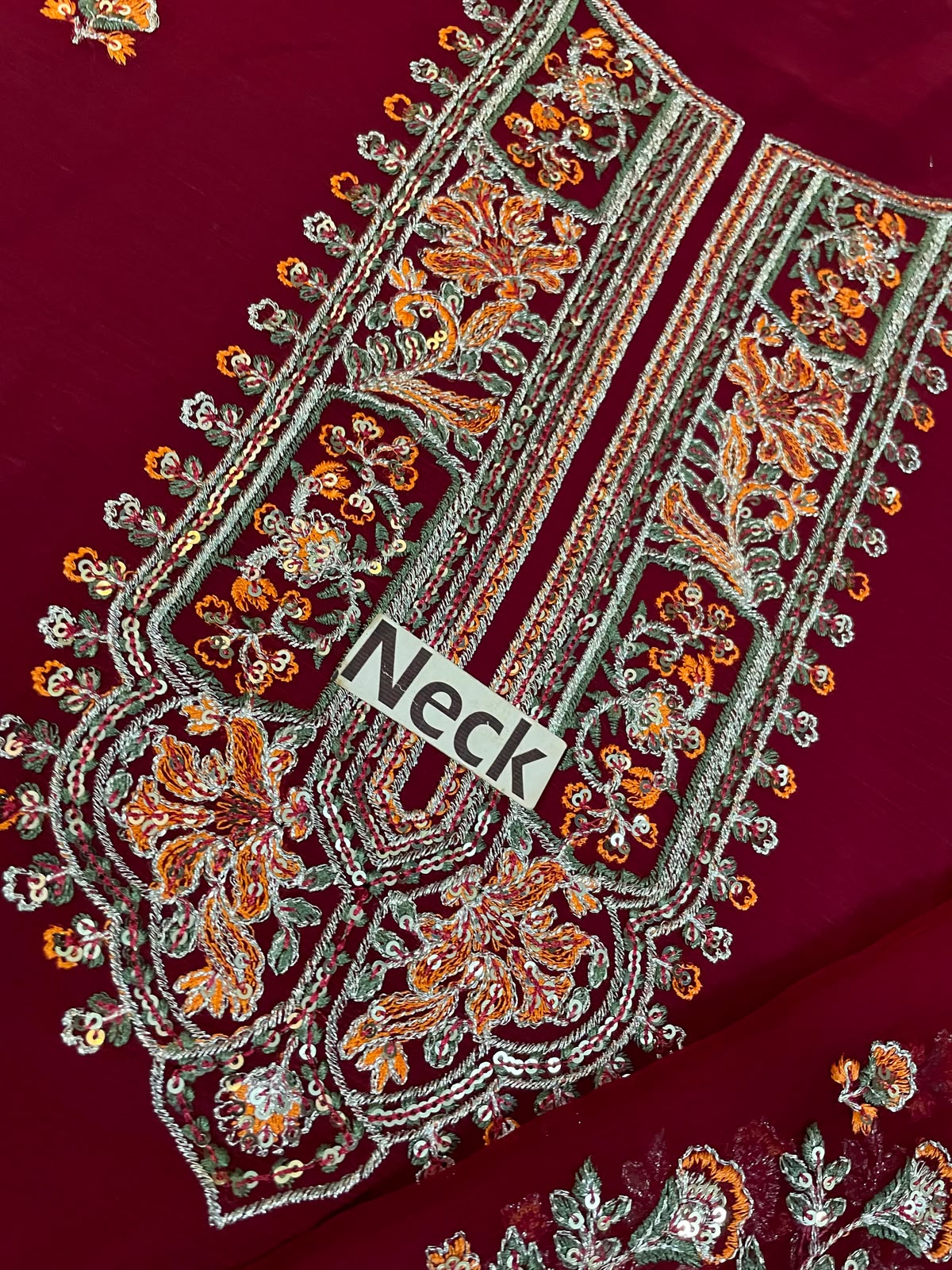Embroidered Chiffon Kurti with Gharara and Contrast Dupatta Set – Luxury Festive Wear