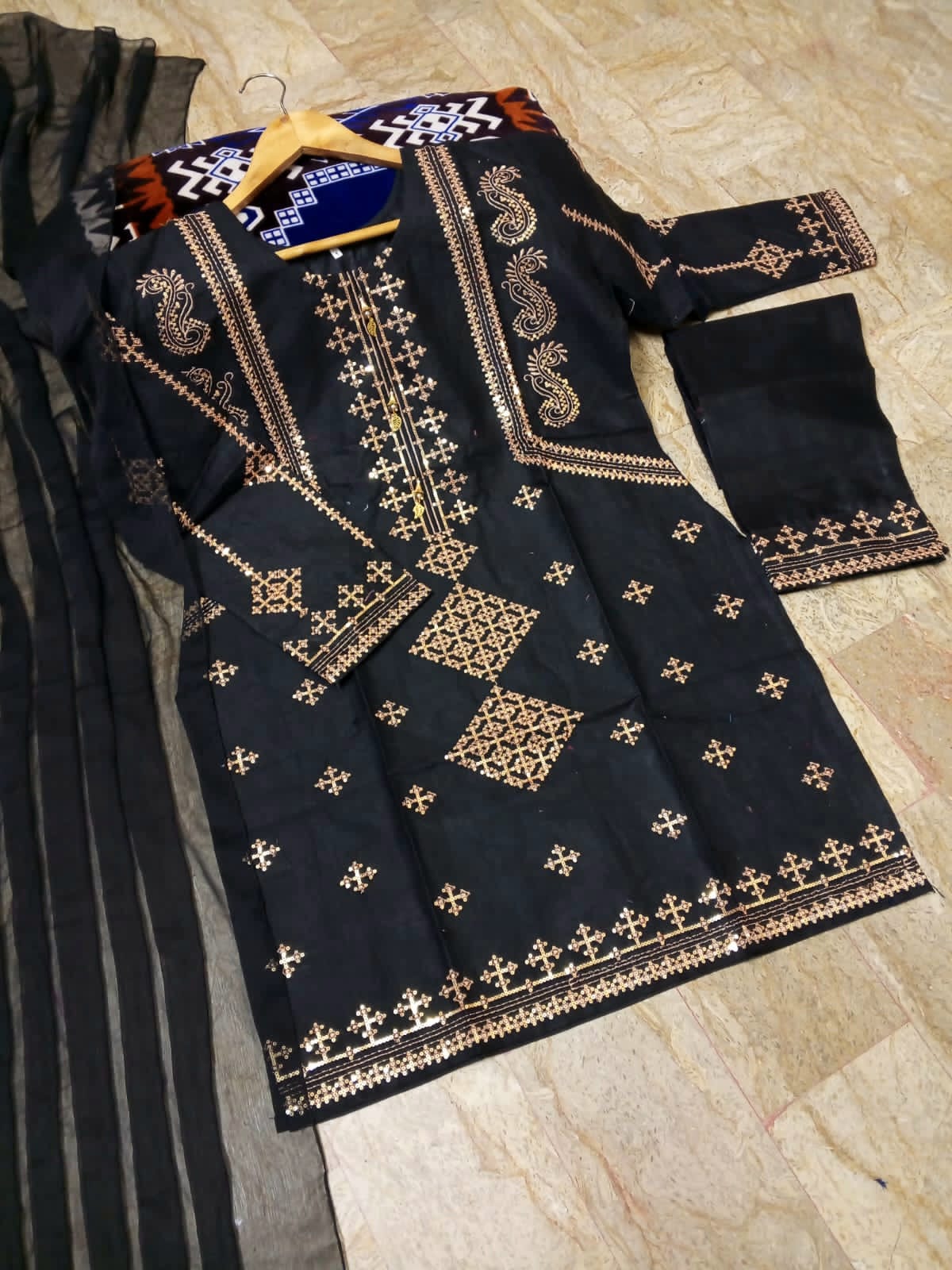 Embroidered Cotton Suit with Matching Dupatta | Traditional Pakistani Everyday & Festive Wear