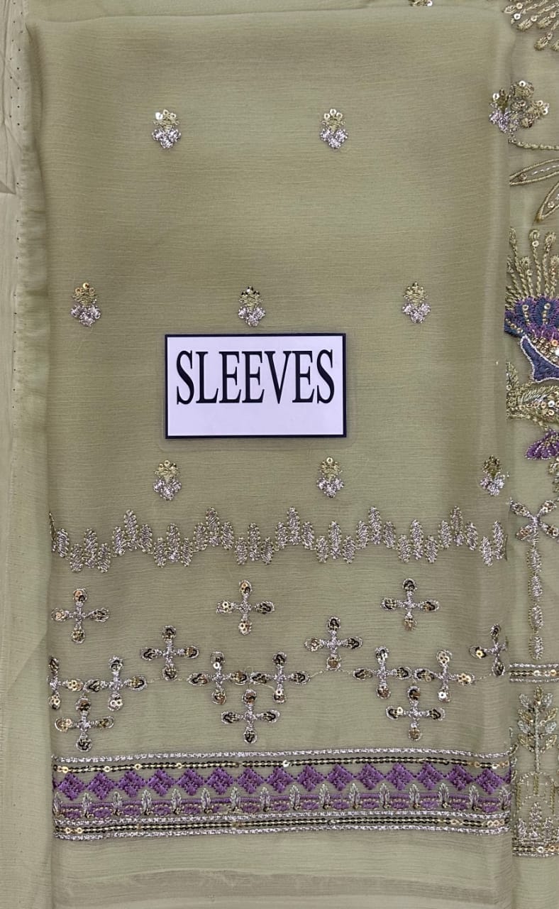 Sage Green Luxury Chiffon Embroidered Suit | Elegant Formal & Festive Wear