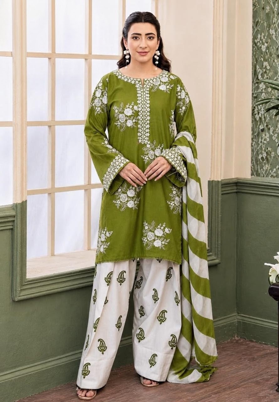3 Piece Lawn Stitched Suit