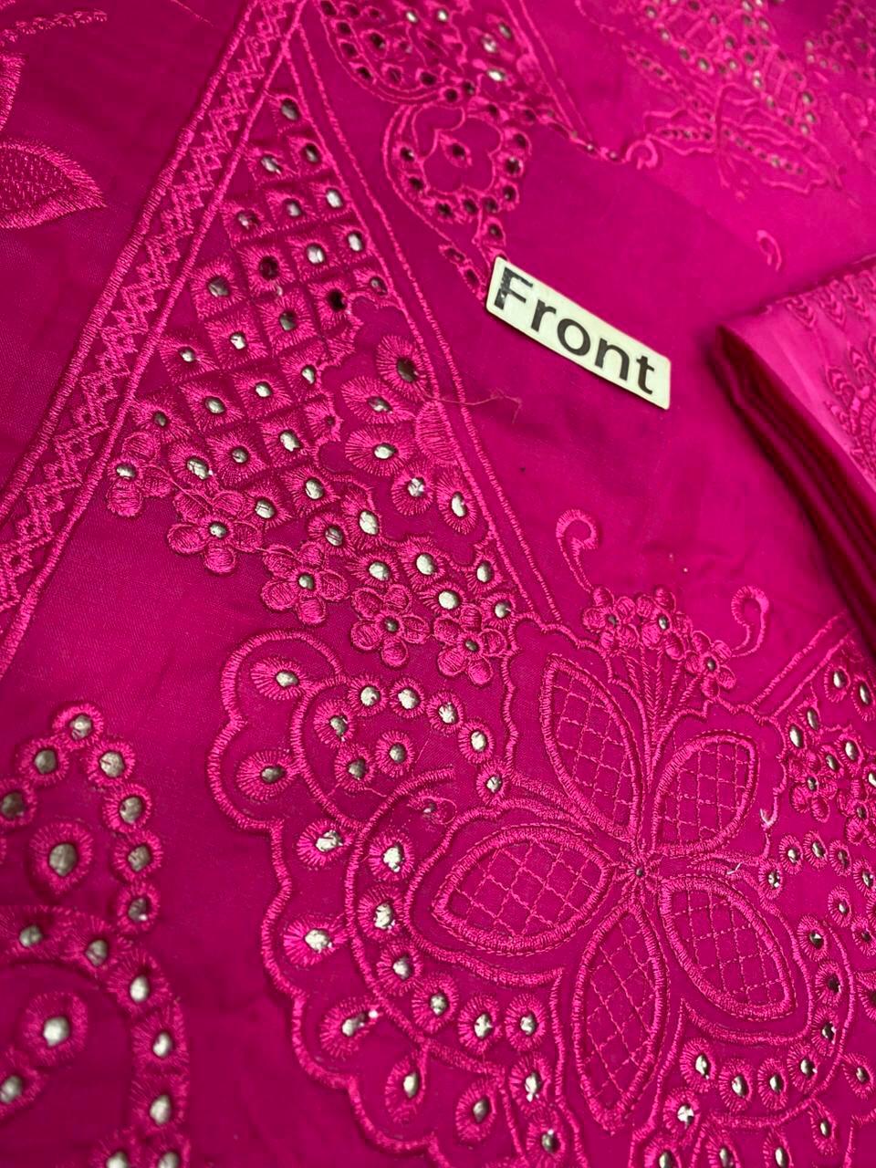 Luxury Fuchsia Pink 3 Piece Lawn Suit