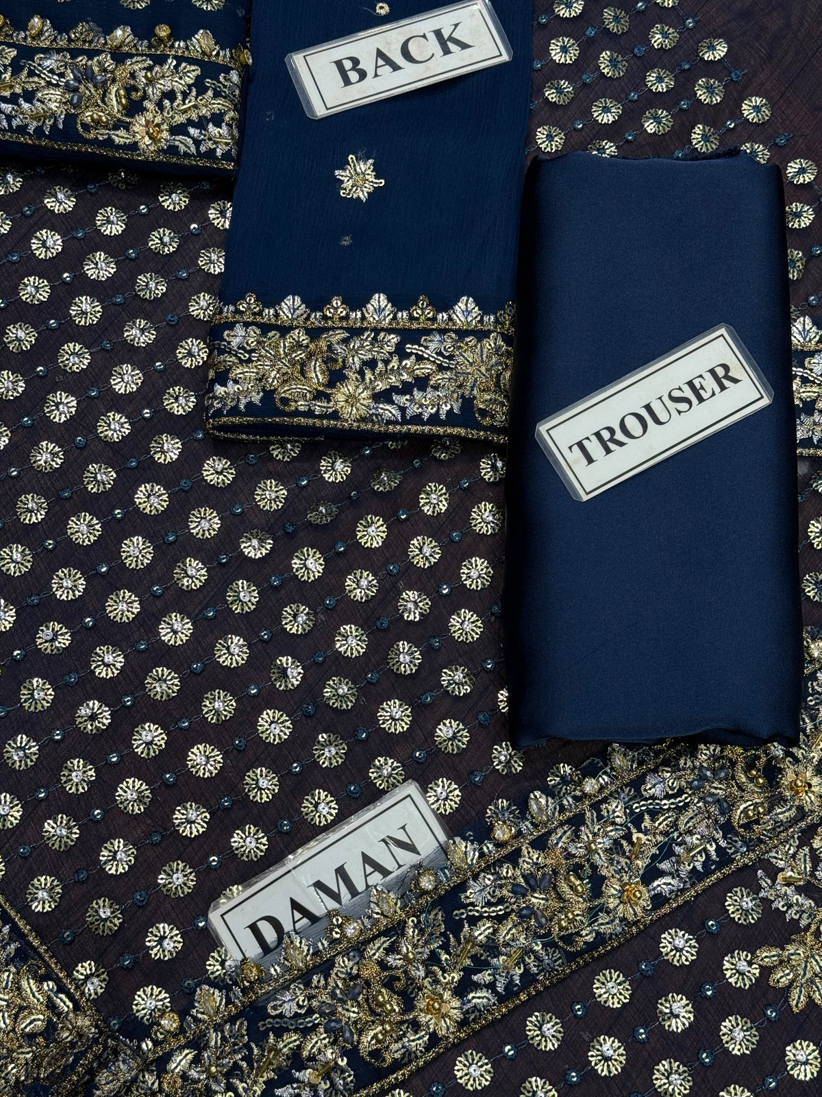 Luxury Chiffon Suit with Adda Work & Matching Clutch | Elegant Festive & Wedding Wear