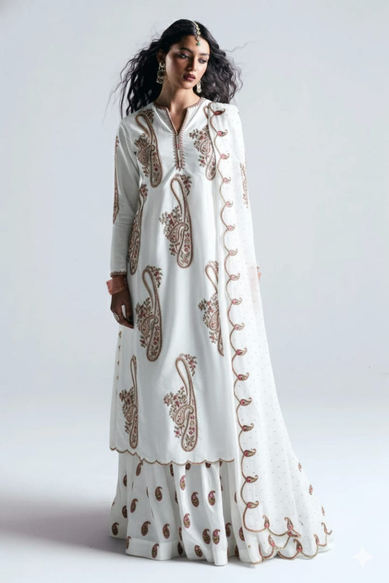 3-Piece Stitched Cotton Silk Suit - Ready To Wear